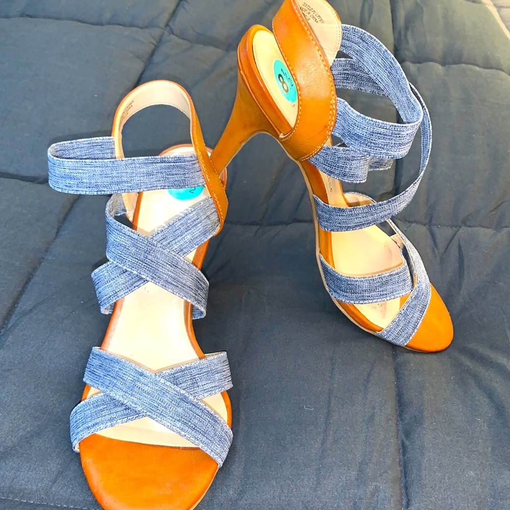 Stylish denim heels